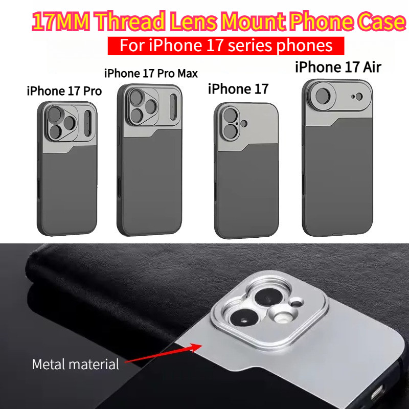 เคสเมาท์เลนส์เกลียวขนาด 17 มม. สําหรับ iPhone 17 Pro Max Air รองรับเลนส์มาโครและมุมกว้าง