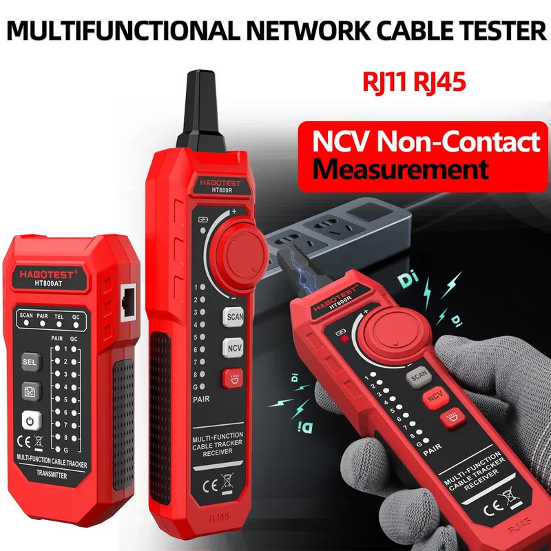 HT800A/B RJ11 RJ45 ตัวติดตามสายเคเบิลเครือข่ายเครื่องตรวจสอบสายไฟ Cat5 Cat6 ทดสอบเครือข่ายเครื่องมือ