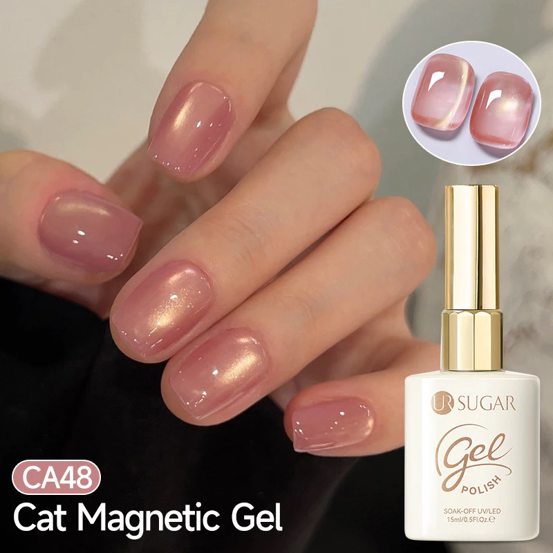 【Local】UR SUGAR 15ml สีชมพูทองน้ํา LIght CatEye เจลเล็บ Glitter แม่เหล็ก UV GEL Soak Off LED เล็บเล็บ