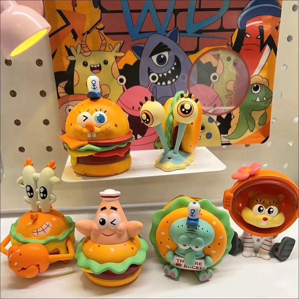 SpongeBob SquarePants Mystery Box Burger King Crab Roe Pot Series พาย Daxing Octopus Hand-Made อินเท