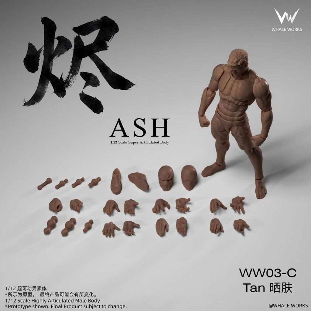 คลังสินค้าพร้อม Whale Workshop 1/12 Ashes Ash Super Movable ชาย Body Movable Figure
