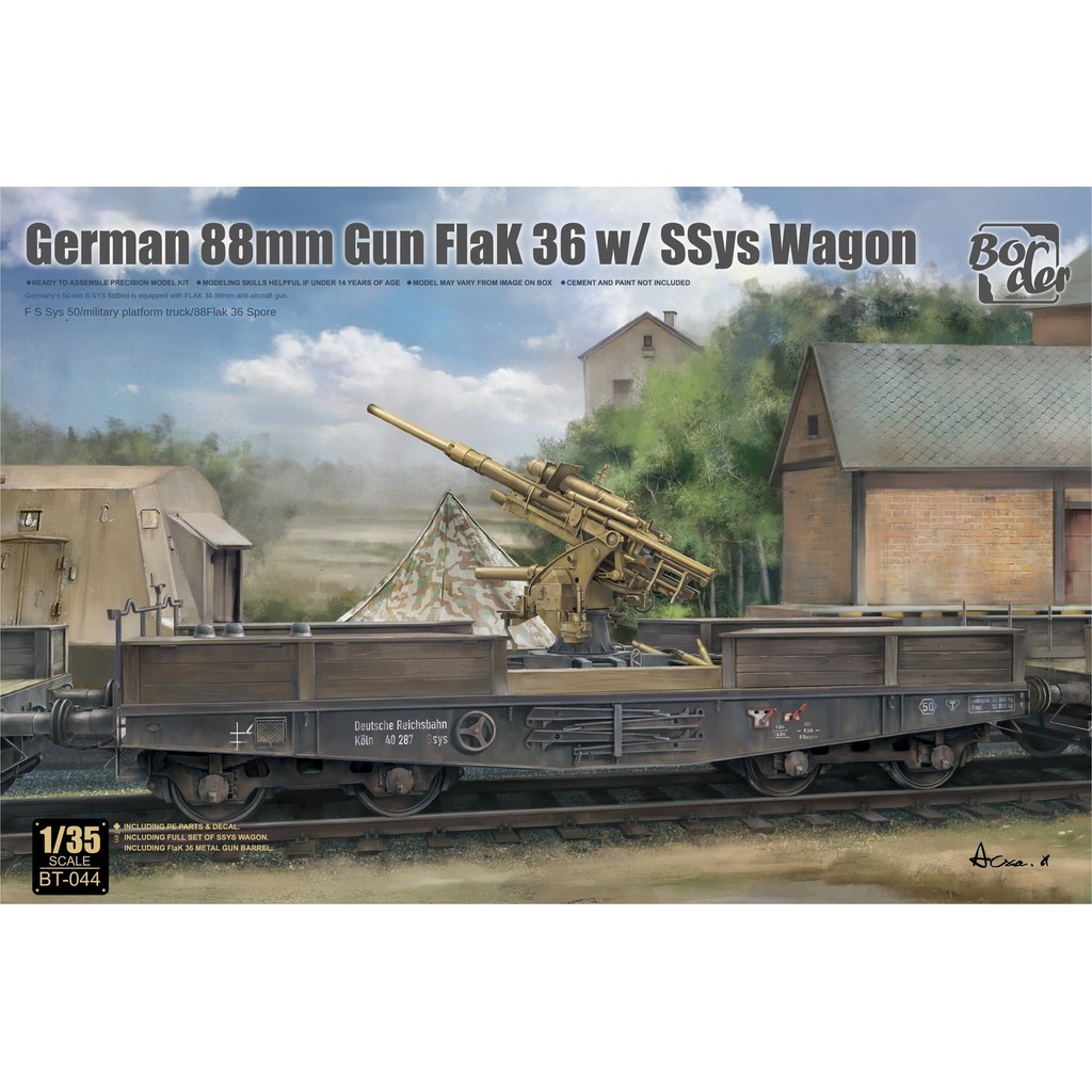 Border BT-044 1/35 Scale เยอรมัน 88 มม.ปืน Flak 36 W/SSys Wagon Model Kit