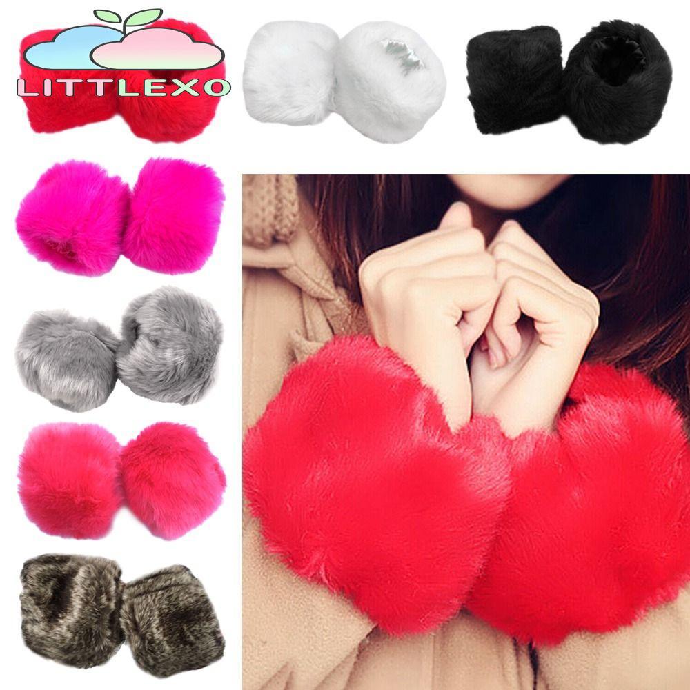 LITTLEX Warm Furry สายรัดข้อมือฤดูหนาวสําหรับเสื้อขนสัตว์และแจ็คเก็ต Oversleeve ข้อมืออุ่น