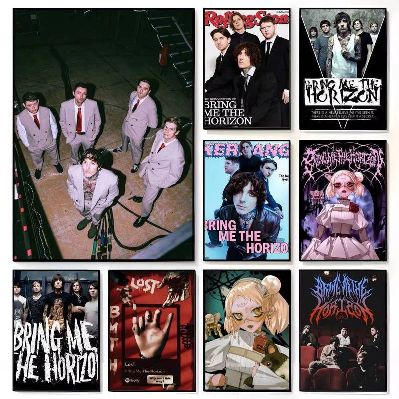Bring Me The Horizon Modern Rock Metalcore Band Dark Aesthetic Retro โปสเตอร์ HD ไม่มีกรอบผ้าใบ Wall
