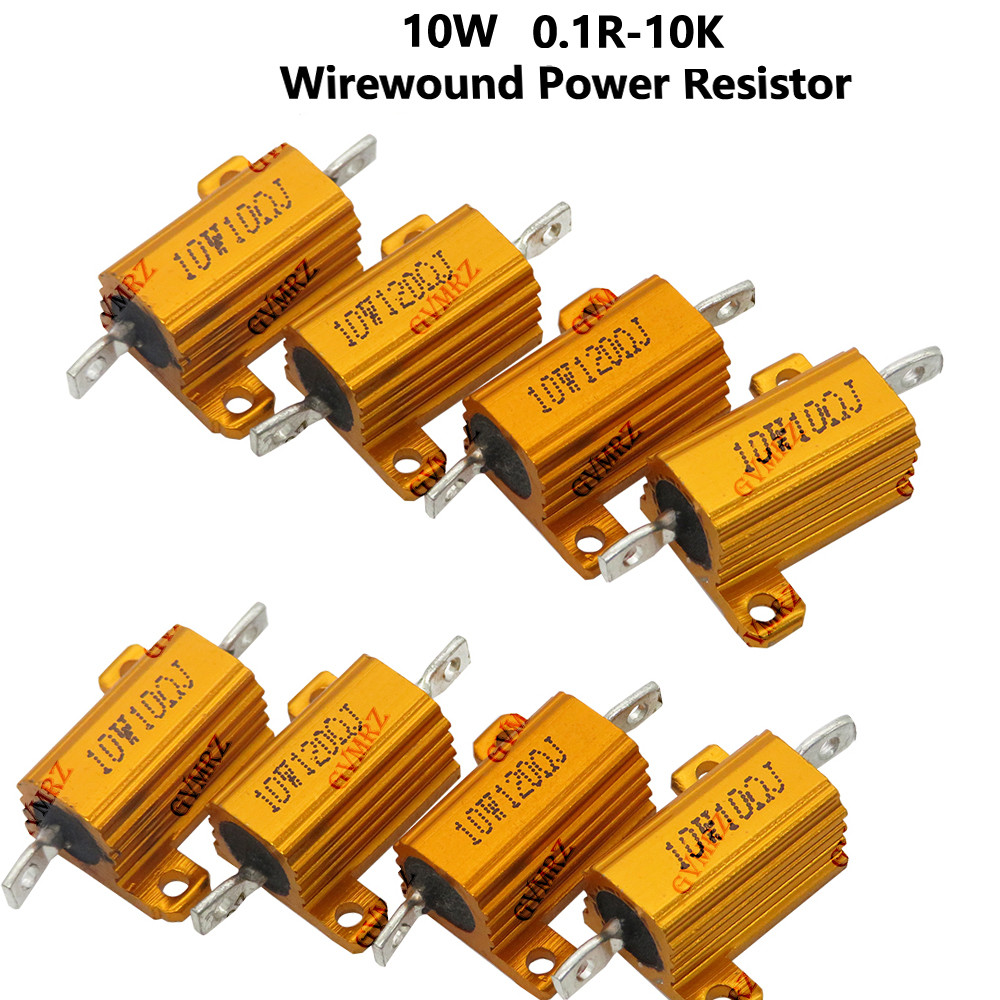 2pcs 10W 0.1R-22K 0.18R 0.2R 27R อลูมิเนียม Wirewound Power Resistor สารพันความต้านทานค่าอิเล็กทรอนิ