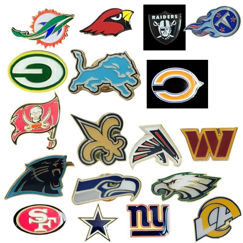 ป้ายโลหะฟุตบอลลีกมืออาชีพ Miami Dolphins Arizona Cardinals Seattle ตกแต่งเข็มกลัด