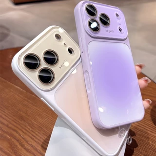 Glossy Halo staining Case + Lanyardไล่ระดับสีหน้าต่างขนาดใหญ่สําหรับiPhone 12 13 14 15 16 17 Pro Maxกรณี15PROMAXล้อมรอบอย่างเต็มที่Anti-Fallกันกระแทกปกหลังขอบนุ่ม