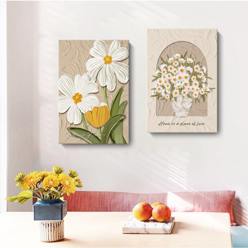 Nordic style รูปภาพติดผนังขนาดใหญ่ ลวดลายดอกไม้พืชรูปภาพติดผนัง อบอุ่นและงดงามตกแต่งบ้าน