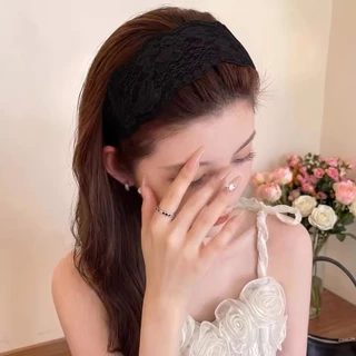 สง่างามลูกไม้ยืดหยุ่นแถบคาดศีรษะกว้างสําหรับผู้หญิงสาวแฟชั่นอุปกรณ์ผมสวมใส่ทุกวันเช่นที่คาดผมผ้าโพกหัววง