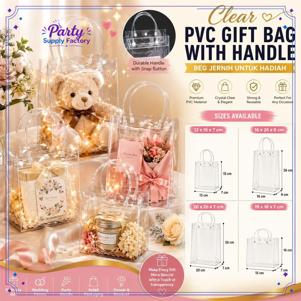 1 ชิ้น BEG TULTRA PVC PELBAGAI FUNGSI / COSMETIC BAG / BAG / PVC TRANSPARENT BAG / NEW CLEAR PVC TOT