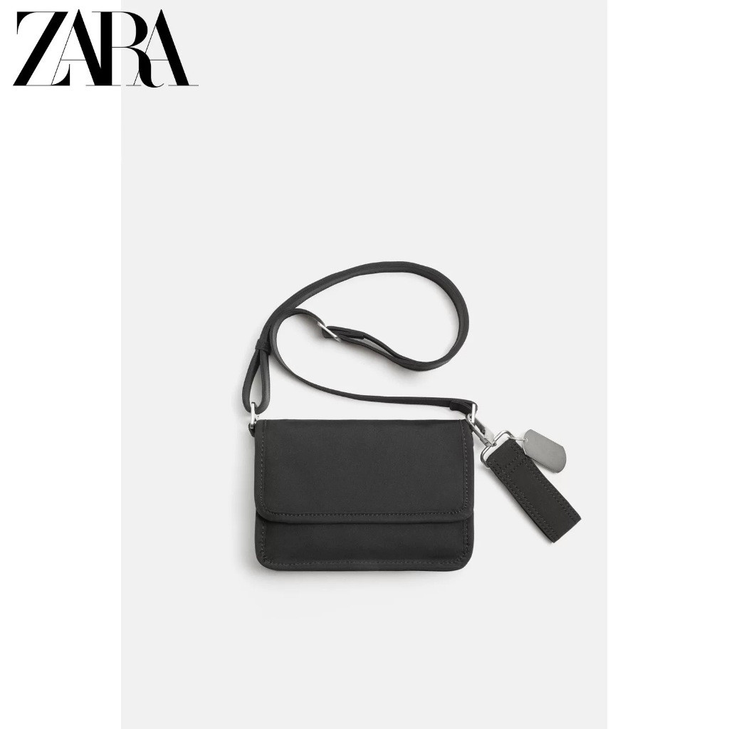 2025 สไตล์ใหม่ Zara กระเป๋าผู้ชาย ZarA สีดํากระเป๋าสะพายข้างกันน้ําผู้ชายกระเป๋าสะพายข้างข้อความ