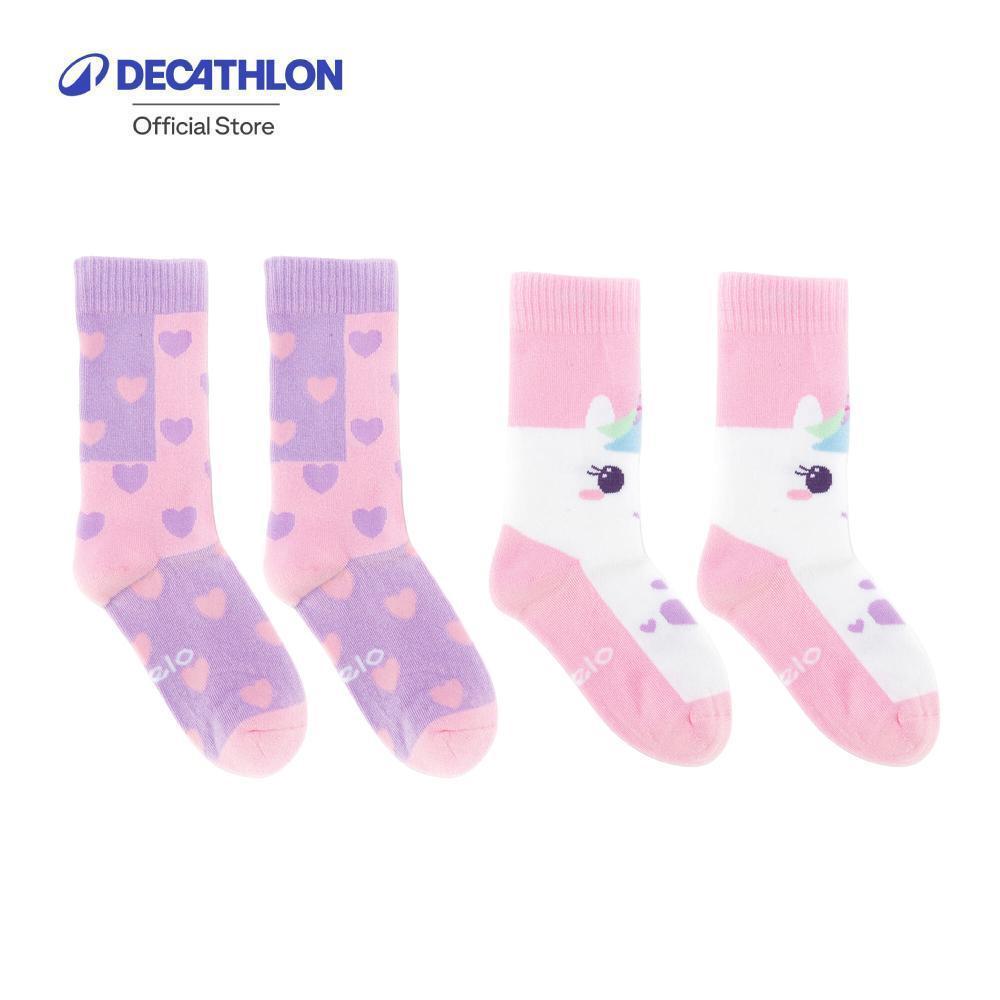 Decathlon Girls' Inline Skating Socks ถุงเท้าเด็กผู้หญิงสำหรับใส่เล่นอินไลน์สเก็ต - Pink
