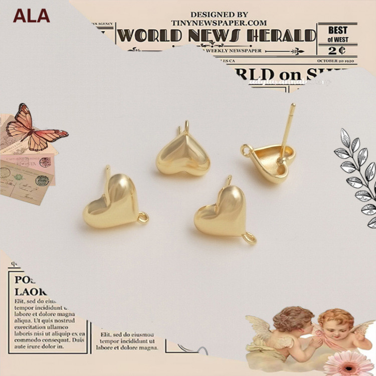 ALA เครื่องประดับ DIY การเก็บรักษาสี 14K Gold-Covered สามมิติรูปหัวใจเปิดแหวนต่างหู 925 เข็มเงินต่างหู DIY หูเครื่องประดับวัสดุ[earrings ตุ้มหู ตุ้มหูห่วง ต่างหู ห่วง ตะขอ earring]