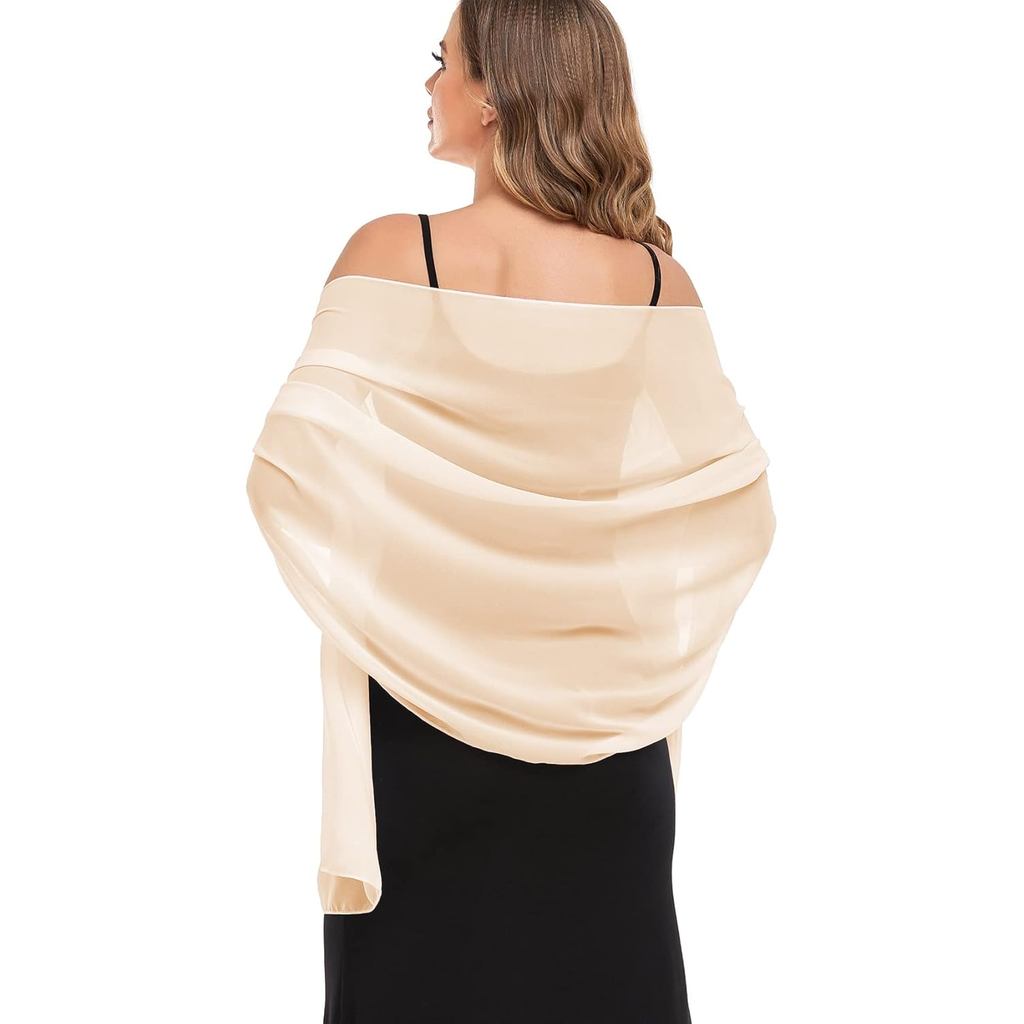 ใหม่ผ้าคลุมไหล่และสําหรับชุดราตรี Sheer ชีฟองผู้หญิง Elegant Soft Silky Wraps งานแต่งงานเจ้าสาวผ้าพั