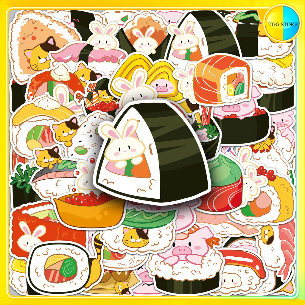 🚚พร้อมส่ง🚚 50แบบ Sticker ซูชิ ข้าวปั้น อาหารญี่ปุ่น Cartoon sushi Onigiri japanese food