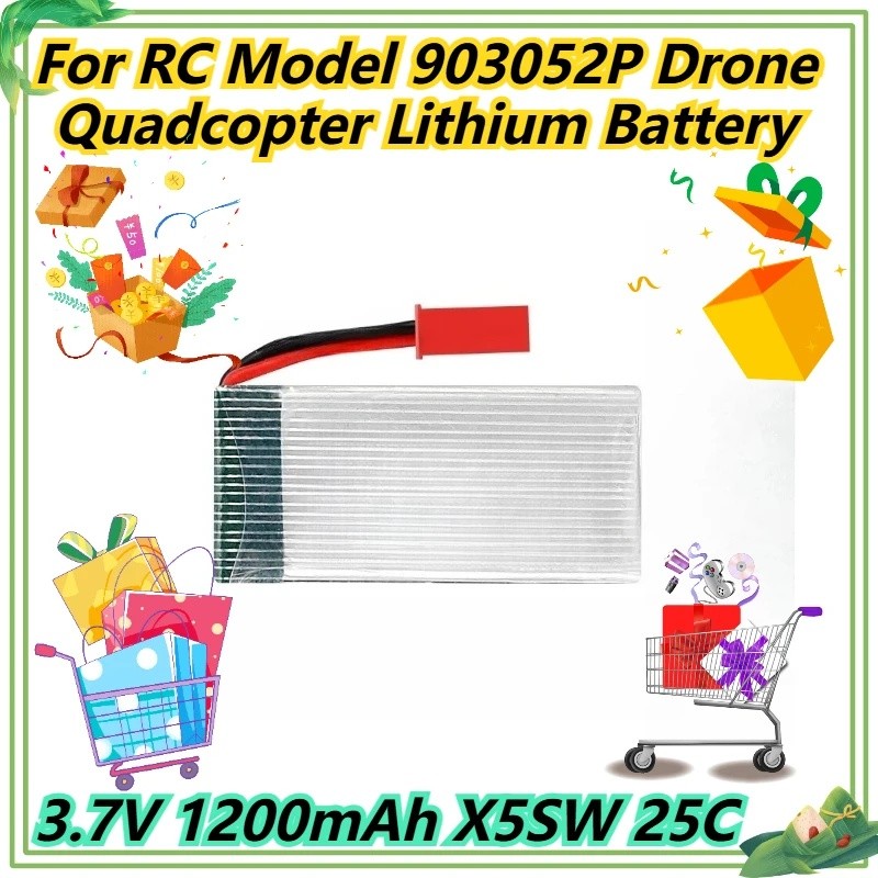 3.7V 1200mAh X5SW 25C สําหรับรุ่น RC 903052P Drone แบตเตอรี่ลิเธียมแบบโดรน