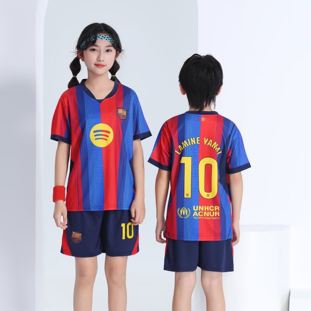26/27 ฤดูกาลใหม่ บาร์เซโลน่าเหย้าเบอร์ 10ชุดเสื้อฟุตบอลเสื้อฟุตบอลเด็กแห้งเร็วฤดูร้อนขนาด14-30