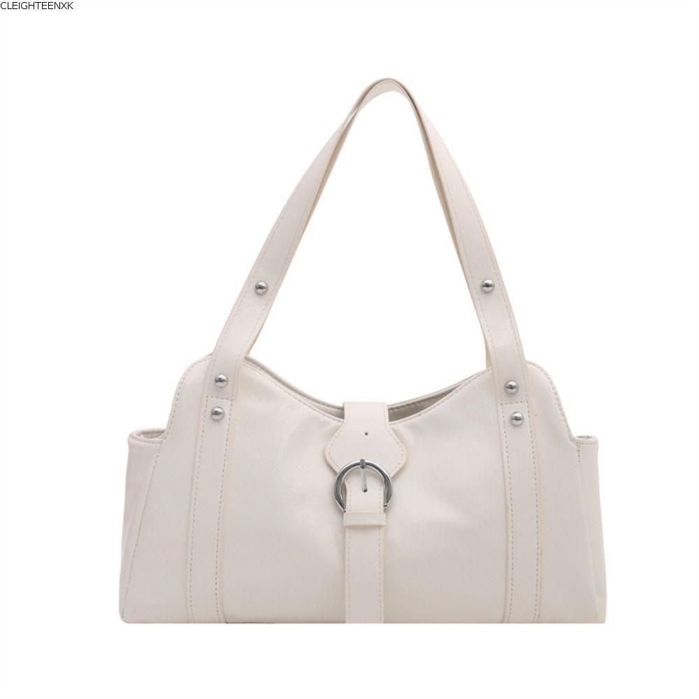CLEIGHTEEN8H กระเป๋าสะพายหนัง, Y2K Design PU Leather Armpit Bag, Vintage Maillard Style Wasteland Ae