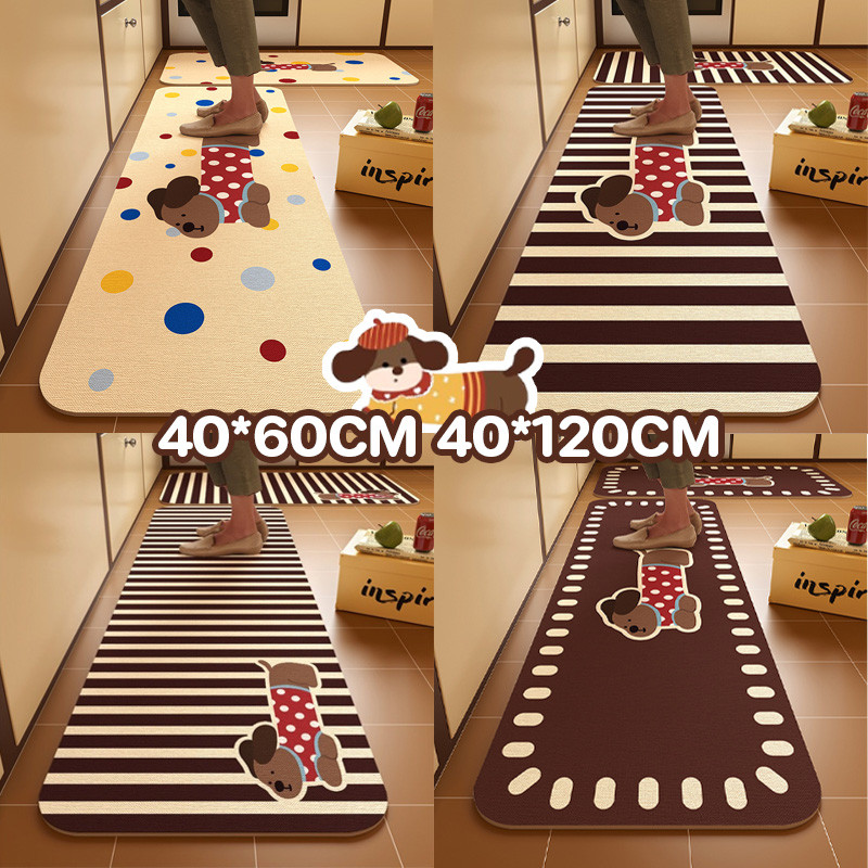 พรมเช็ดเท้า พรมกันลื่น 40x60cmไดอะตอม ซึมซับน้ำดี กันลื่นดูดซับน้ำได้ดี ดัชชุนด์ พรมครัวลายการ์ตูน