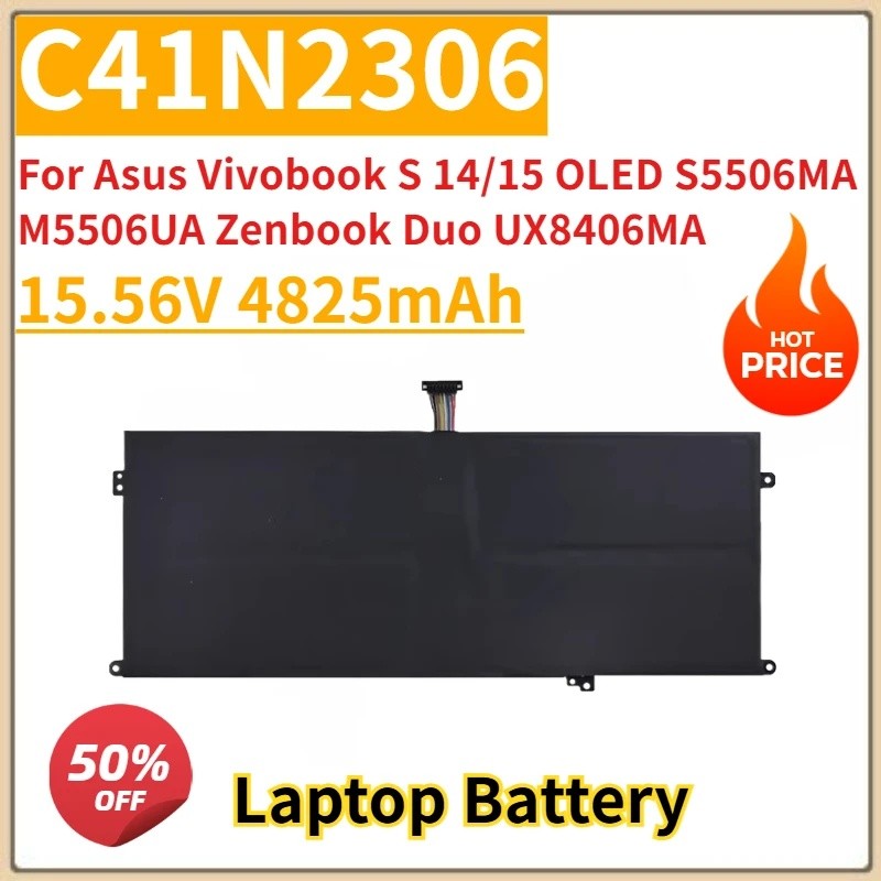 ใหม่เปลี่ยนแบตเตอรี่แล็ปท็อป 4825mAh C41N2306 สําหรับ Asus Vivobook S 14/15 OLED S5506MA M5506UA M56