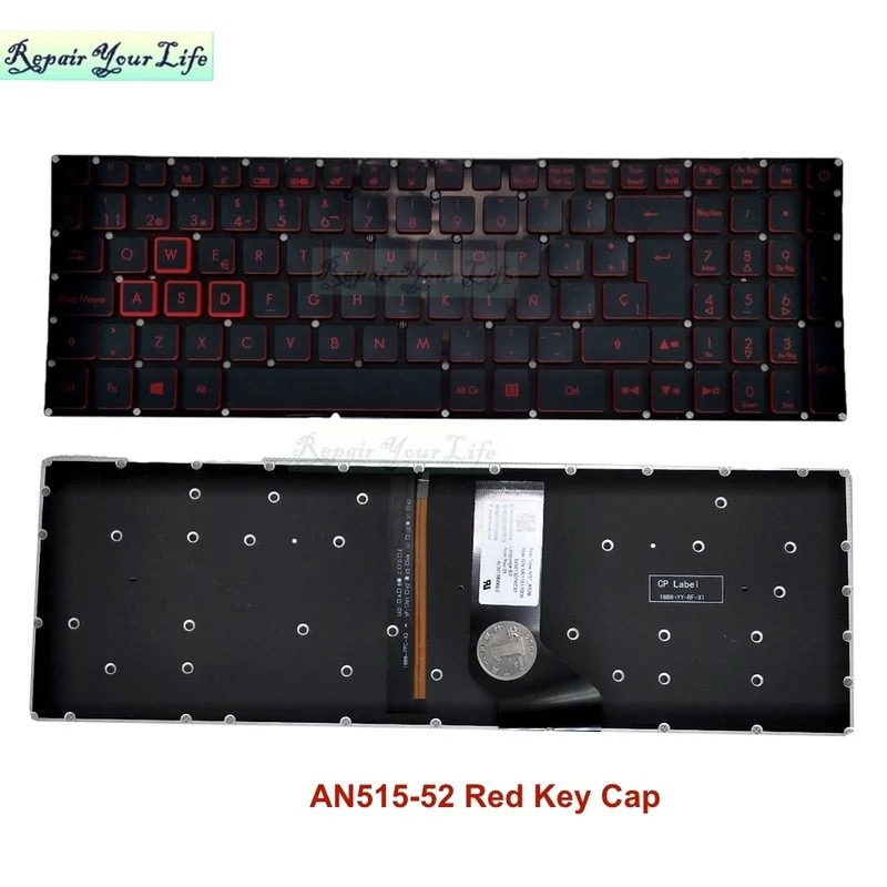 แล็ปท็อปละตินสเปนคีย์บอร์ด Backlit สําหรับ Acer Nitro 5 AN515-51 53 AN515-31 AN515-41 42 AN515-52 LG
