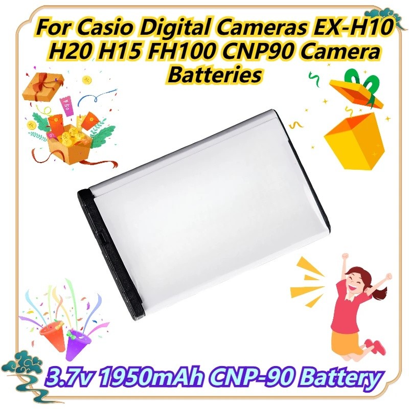 3.7v 1950mAh CNP-90 แบตเตอรี่สําหรับกล้องดิจิตอล Casio EX-H10 H20 H15 FH100 CNP90 แบตเตอรี่กล้อง