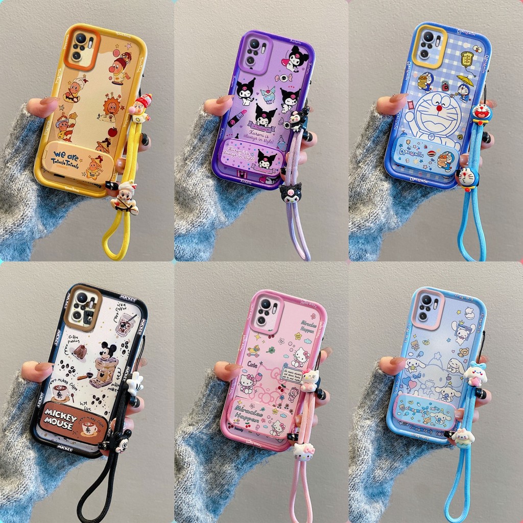 เคส Redmi Note 10 Note 10S กระจกการ์ตูนน่ารักพร้อมขาตั้งเคสโทรศัพท์