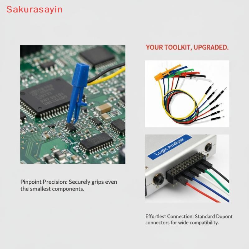 {Sakurasayin} 30CM Test Hook Jumper Wires Low Resistance Copper Test Leads for Industrial Electronic