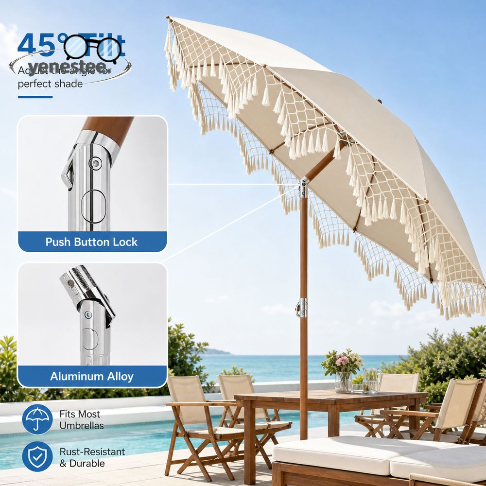 อะแดปเตอร์เอียงร่ม YENESTE, อลูมิเนียมอัลลอยด์ Bendable Joint Parasol Tilt Connector, การปรับปุ่มกดแบบปรับได้หลายมุมข้อต่อเสาเงิน