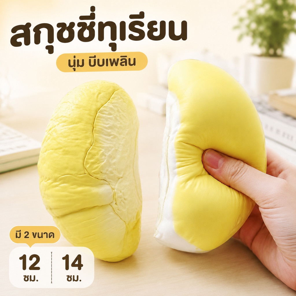 🔥จัดส่งภายใน 8 ชั่วโมง🔥ของเล่นบีบอัด หยิก สุด ๆ เปียกนุ่มจําลองสับปะรดสีทองทุเรียนฟื้นตัวช้า