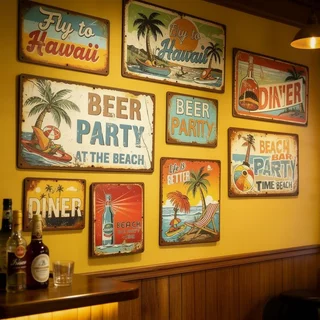 ป้ายผนังโลหะดีบุกยินดีต้อนรับ Vintage Decor Retro Plaque กันน้ํากันสนิม Cafe Bar Home