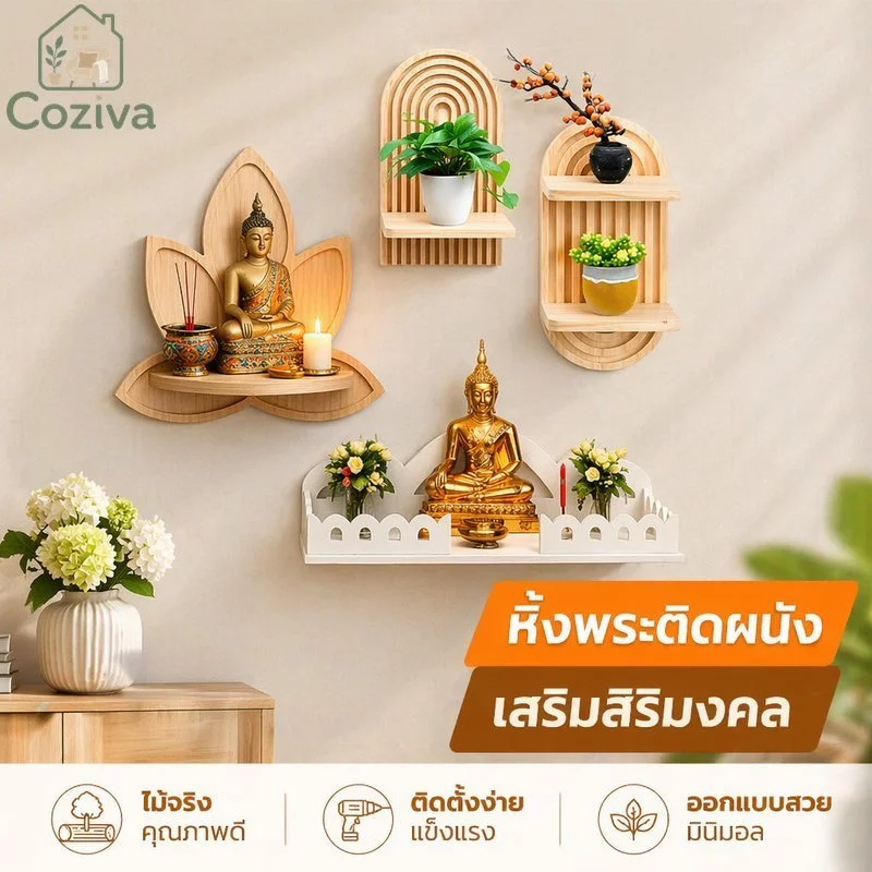 ชั้นวางแท่นบูชาติดผนังที่ทันสมัยเรียบง่ายศาลพระแสดงความชื้นความร้อน