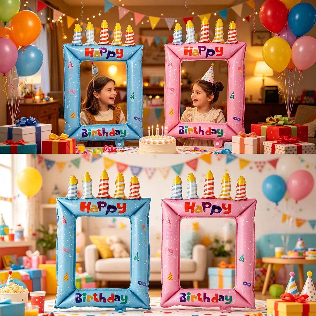 [สินค้าใหม่] ins สไตล์กรอบรูปบอลลูนพิมพ์บอลลูนวันเกิดบอลลูนอุปกรณ์ประกอบฉากภาพวันเกิด QUI6
