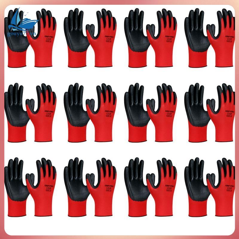 ถุงมือทํางาน, NMSafety PU1350, เคลือบฝ่ามือยาง PU, มาตรฐาน EN388 4131X, รวม 12 คู่