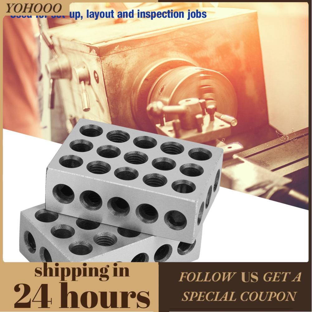 Yohooo 2 ชิ้น 25X50X75 มิลลิเมตรบล็อก 23 หลุมมิลลิ่ง Parallel Clamping Block ในเหล็กชุบแข็ง N Gage 2