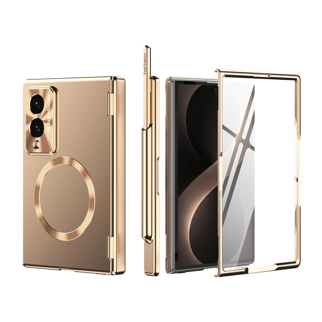 Magnetic Electrop Latedshell-film Integrated Case สําหรับ Samsung Z พับ 8 บานพับกว้างป้องกันกันกระแทกสําหรับ Magsafe Slim Cover