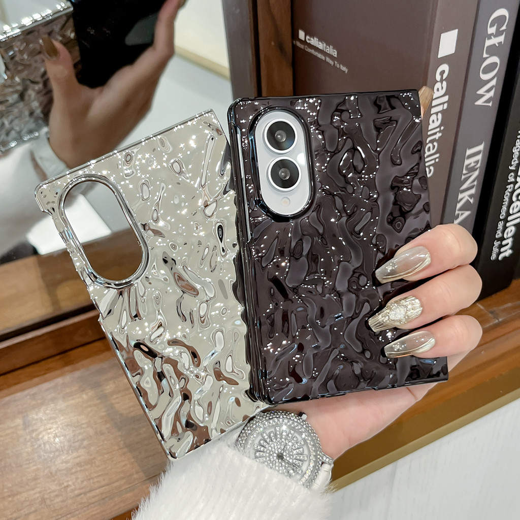 New style ชุบ ริ้วรอย ดอกเคมีเลีย เคส สำหรับ Samsung Galaxy Fold8 Wide Case ป้องกันการตก พลิกปก เคส
