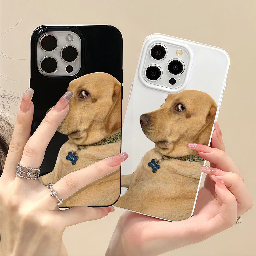 เคสไอโฟน เจลลี่ TPU สำหรับ iPhone 17 16 15 14 13 12 11 Pro Max ลายสุนัขลาบราดอร์รูปจริงหน้าข้าง สไตล์มีมตลก
