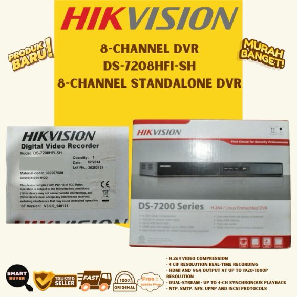 CLEARANCE HIKVISION DVR DS-7208HFI-SH 8 CHANNEL H.264 STANDALONE DVR