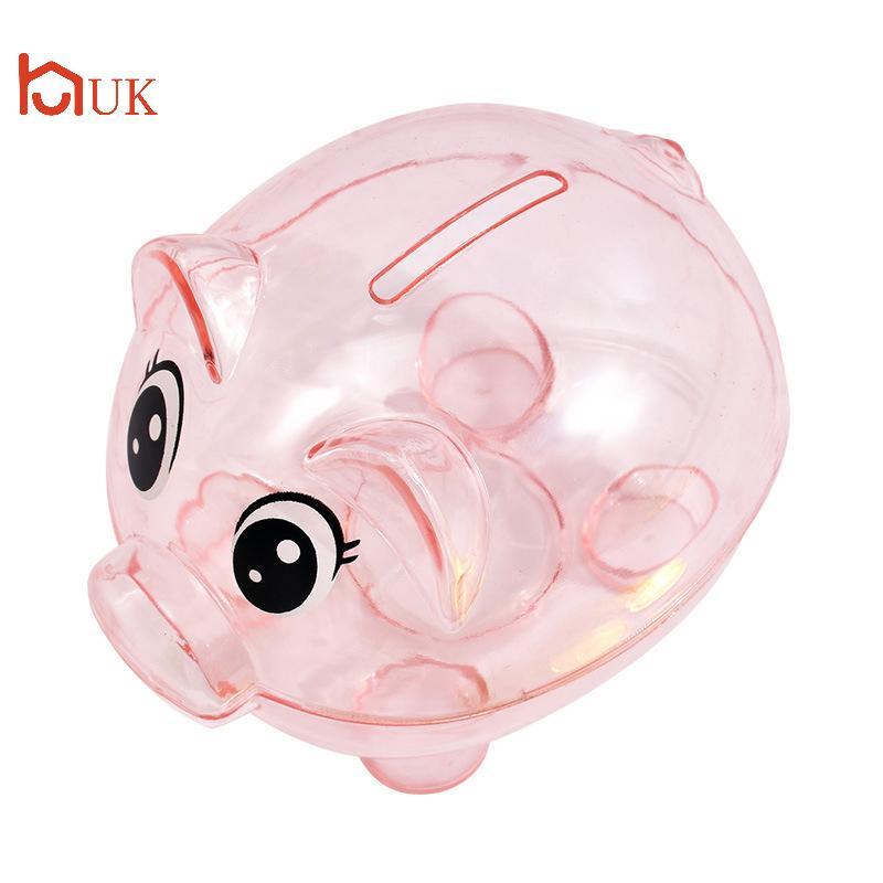 UK Openable Saving Box Clear Lovely Bank Coin Money Cash Kid Plastic Saving Box Gift TH