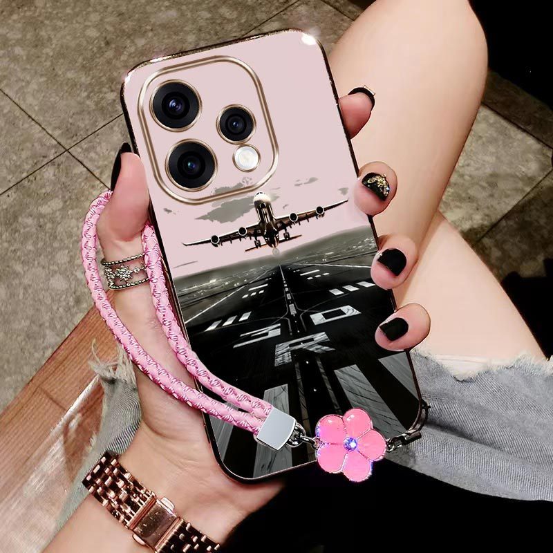 ทนทาน 2 ชิ้น ( Airport runway เคสโทรศัพท์ + Lanyard) เคสโทรศัพท์สําหรับ OPPO Reno 15C/Reno15 FS/Reno