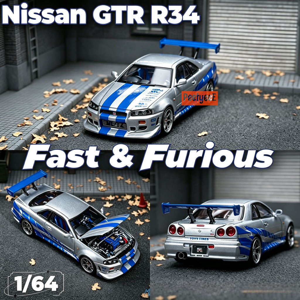 Focal Horizon-FH 1/64 Nissan Skyline GT-R R34 "Fast & Furious" Paul Walker โมเดลรถ รถของเล่น สําหรับ