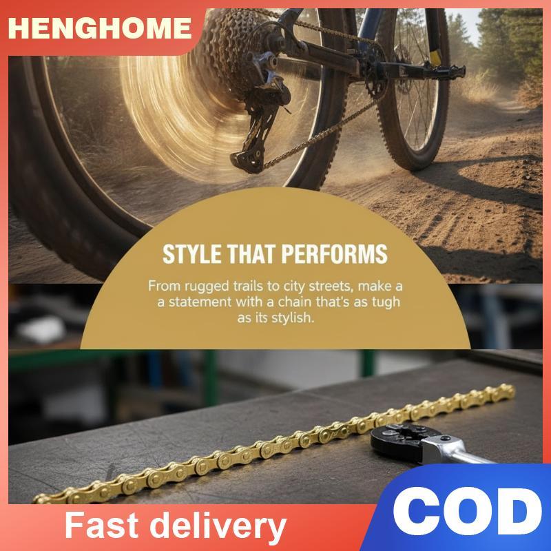 [HENGHOME] 6/7/8 Speed Gold Bicycle Chain Z80 116 Qui Link กันสนิมสําหรับจักรยานเสือภูเขากีฬากลางแจ้