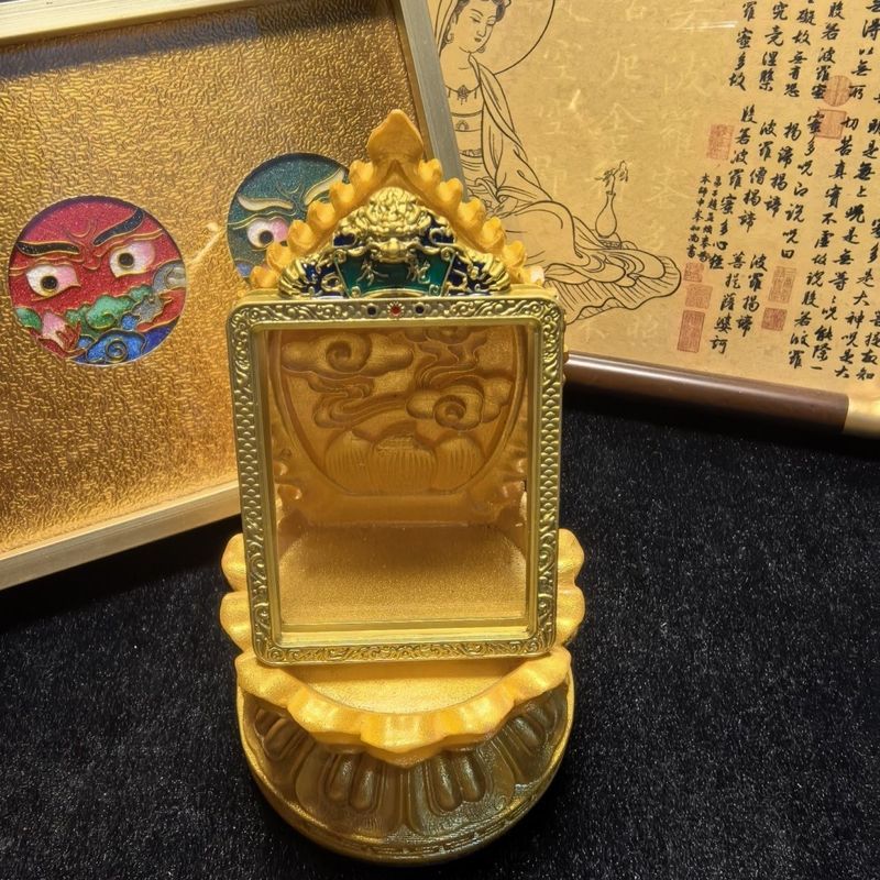 Amulet Gawu Box Gawu Box Gawu Box Tangka Amulet Tangka Double-Sided Alloy Dragon Ginseng Surface Gla