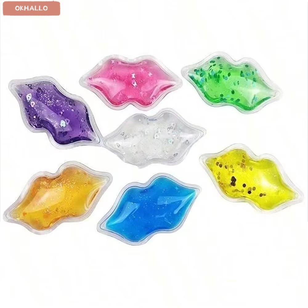 OKHALLO 5 ชิ้น Eye Ice Pack, นํากลับมาใช้ใหม่ลดบวม Lip Ice Pack, ยืดหยุ่นลดอาการปวดเจล Ice Pack Lip 