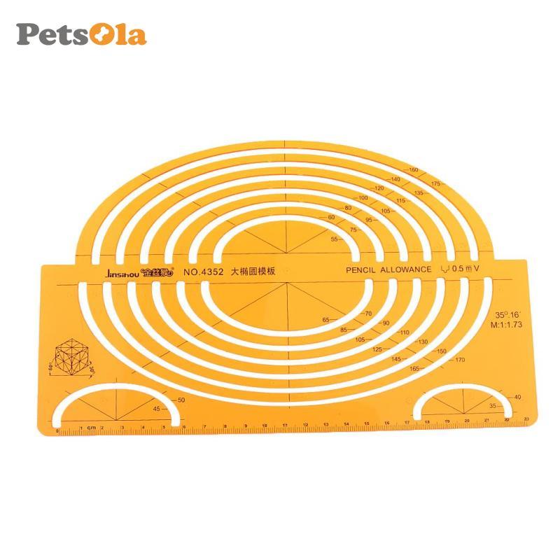 [PETSOLA] ขนาดใหญ่ ISOMETRIC ELLIPSE DRAWING STENCIL STUDENTS MATH RULER CRAFT สีเหลือง 4352