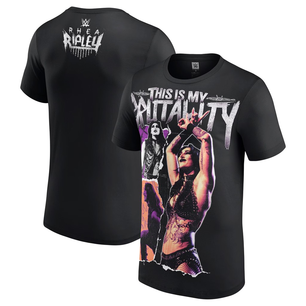 เสื้อยืดผู้ชาย Black Rhea Ripley Photo Collage