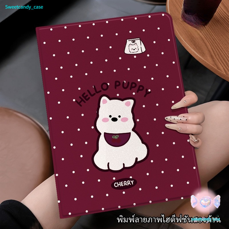 เคสสําหรับไอแพด ของมาใหม่ ลายแดงซานตา หมาน่ารัก เคสช่องใส่ปากกา for iPad Pro11/13 Gen11/10/9/8 Mini7/6/5/4 Air5/4/3/2/1