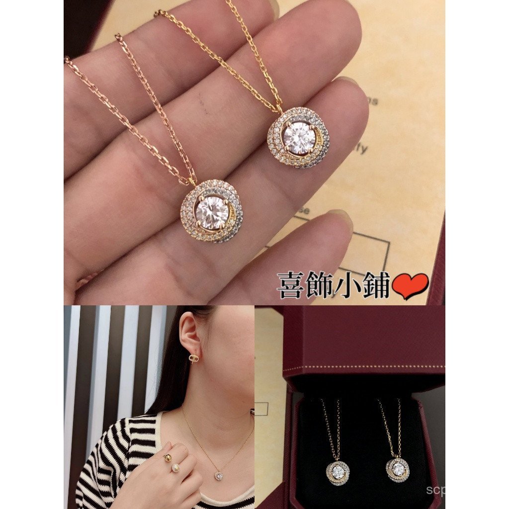 [ยิงจริง] รูปแบบใหม่สามแหวนเคสร้อยคอเพชรทองสั้นผู้หญิง จ9np