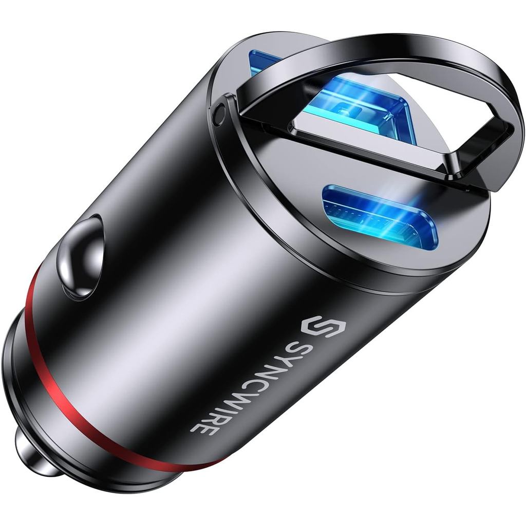 USB C Car Charger Syncwire 60W [PD 30W & QC 30W] USB Car Charger Adapter Fast Charging [Super Mini &